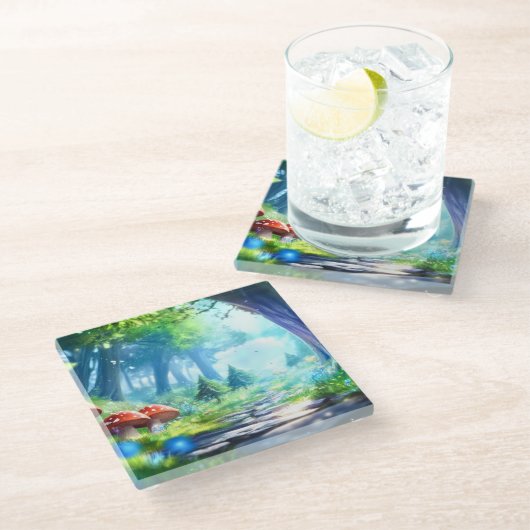 Pilzwald Glasuntersetzer (Schrägansicht)