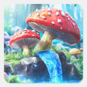Pilzwald Quadratischer Aufkleber