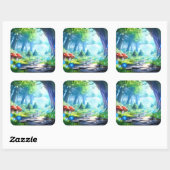 Pilzwald Quadratischer Aufkleber (Blatt)