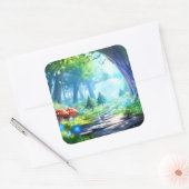 Pilzwald Quadratischer Aufkleber (Umschlag)