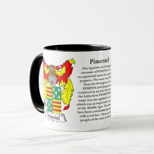 Pimentel Familien-Wappen Tasse (Vorderseite Links)