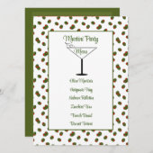 Pimento Olives Martini Party Menükarte (Vorne/Hinten)