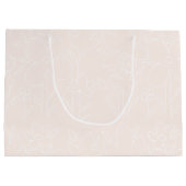 Pimk Weiße Wildblumen Muster Mit Monogramm Große Geschenktüte (Rückseite)