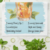 Pimm's Cup Cocktail Rezept Geschirrtuch (Gefaltet)