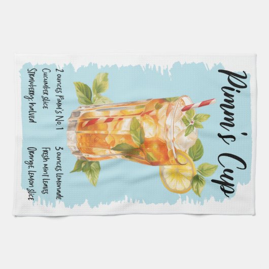 Pimm's Cup Cocktail Rezept Geschirrtuch (Horizontal)