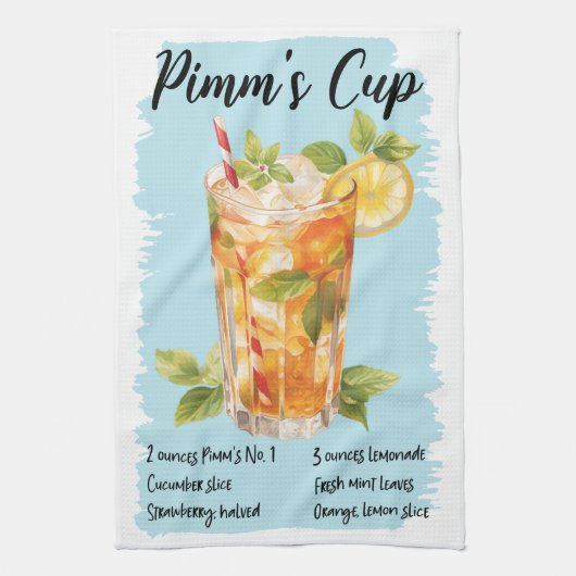 Pimm's Cup Cocktail Rezept Geschirrtuch (Vertikal)