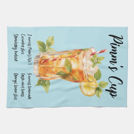 Pimm's Cup Cocktail Rezept Geschirrtuch (Horizontal)