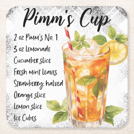 Pimm's Cup Rechteckiger Pappuntersetzer (Vorderseite)