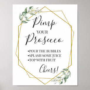 Pimp deinen Prosecco-Grün-Gold-Sprüh-Schild Poster