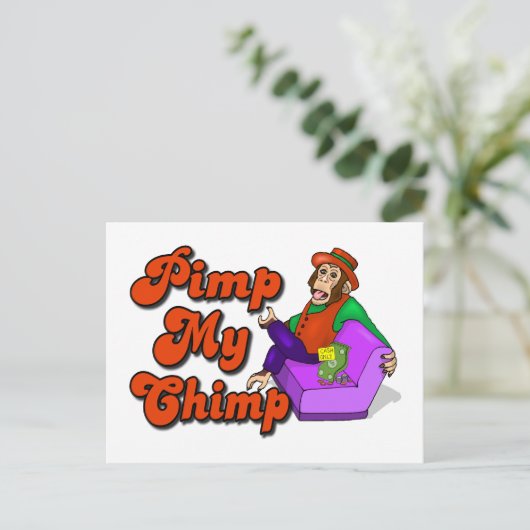 Pimp My Chimp Postkarte (Stehend Vorderseite)
