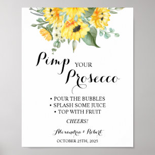 Pimp your Prosecco Sonnenblumen Grün Hochzeit Poster