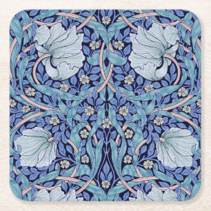 Pimpernel Blau, William Morris Rechteckiger Pappuntersetzer