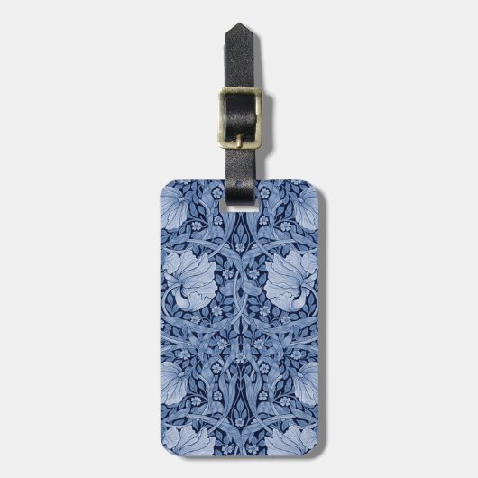 Pimpernel Blue Monotone, William Morris Gepäckanhänger (Vorderseite vertikal)