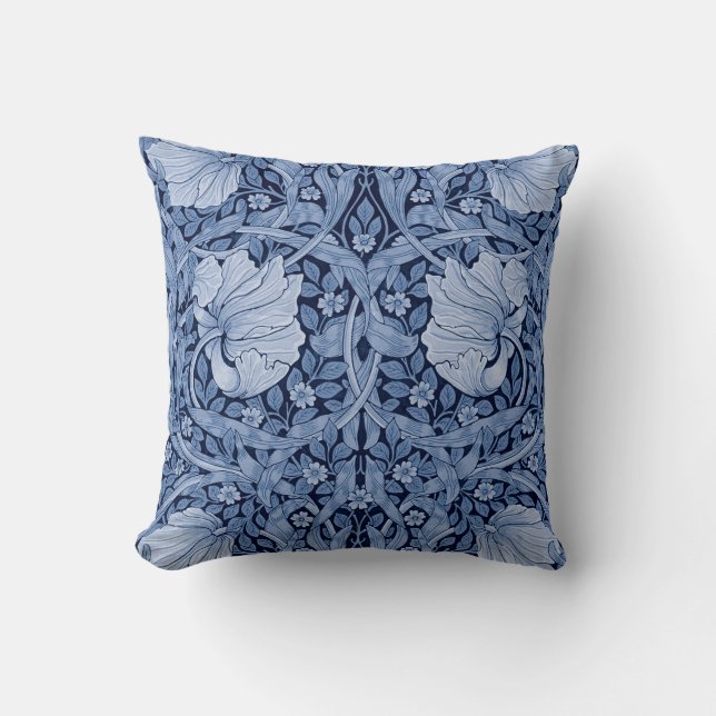 Pimpernel Blue Monotone, William Morris Kissen (Vorderseite)