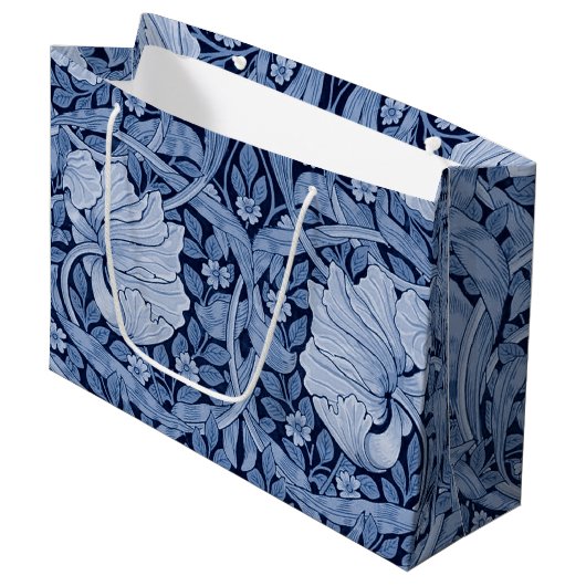 Pimpernel Blue Monotone, William Morris Large Gift Große Geschenktüte (Vorderseite Schrägansicht)