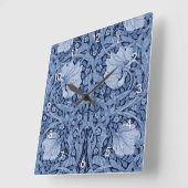 Pimpernel Blue Monotone, William Morris Quadratische Wanduhr (Winkel)