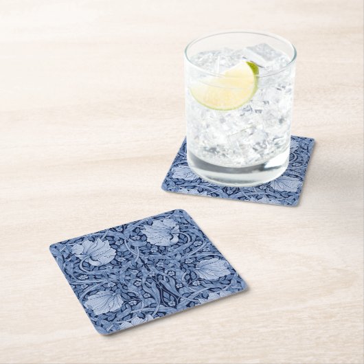 Pimpernel Blue Monotone, William Morris Rechteckiger Pappuntersetzer (Vor Ort)