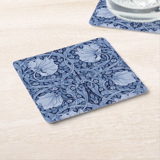 Pimpernel Blue Monotone, William Morris Rechteckiger Pappuntersetzer (angewinkelt)