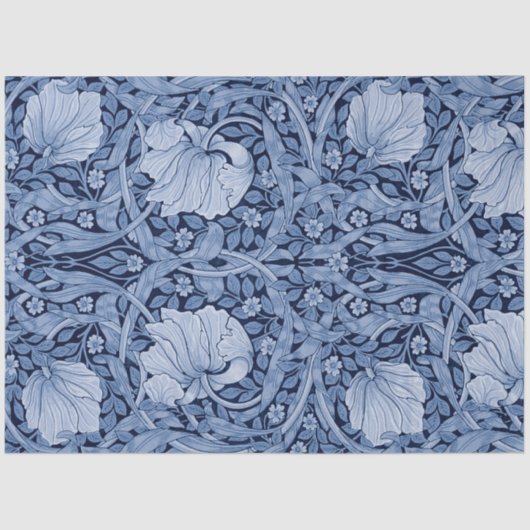 Pimpernel Blue Monotone, William Morris Seidenpapier (Vorderseite)