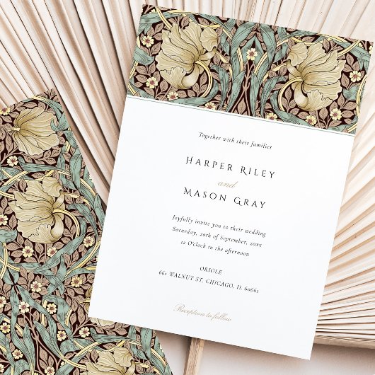 Pimpernel Elegant Floral Art Nouveau Hochzeit Einladung