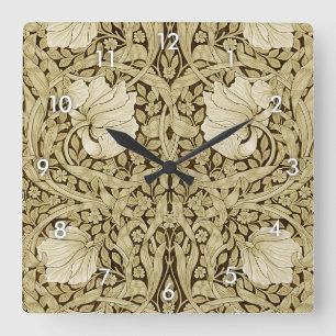 Pimpernel Gold, William Morris Quadratische Wanduhr