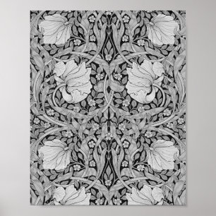 Pimpernel Grau Monochrom, William Morris Poster