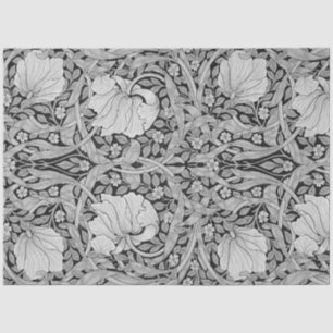 Pimpernel Grau Monochrom, William Morris Seidenpapier