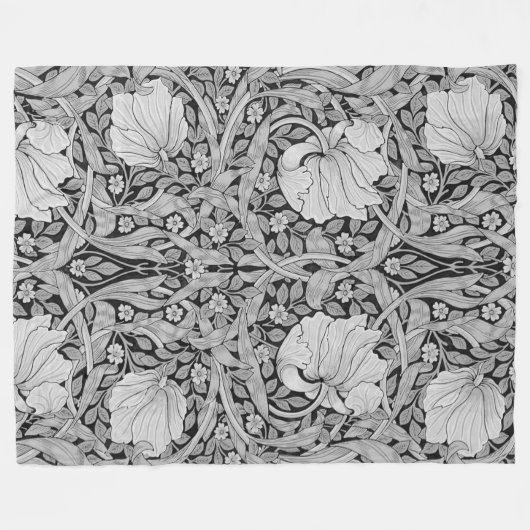 Pimpernel Gray Monotone, William Morris Fleecedecke (Vorderseite (Horizontal))