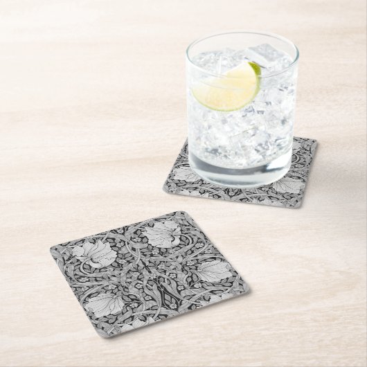 Pimpernel Gray Monotone, William Morris Rechteckiger Pappuntersetzer (Vor Ort)