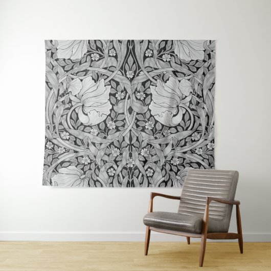 Pimpernel Gray Monotone, William Morris Wandteppich (Beispiel (Horizontal))