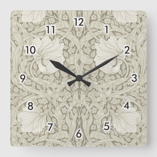 Pimpernel Ivory, William Morris Quadratische Wanduhr (Vorderseite)