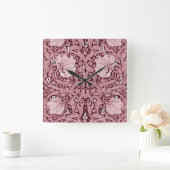 Pimpernel Maroon, William Morris Quadratische Wanduhr (Zuhause)