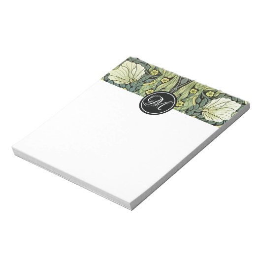 Pimpernel Pattern Monogram William Morris Notizblock (Rotiert)