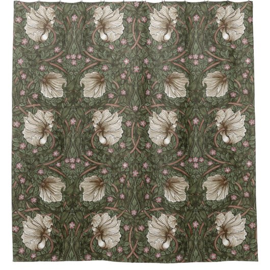 Pimpernel Sage Green & Warm White Muster Morris Duschvorhang (Vorderseite)