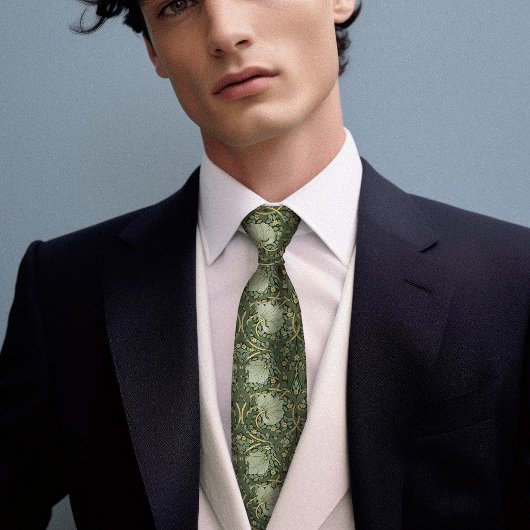 Pimpernel William Morris Dark Green Gold Pattern Krawatte