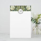 Pimpernel Yellow Flowers William Morris Monogram Briefpapier (Stehend Vorderseite)