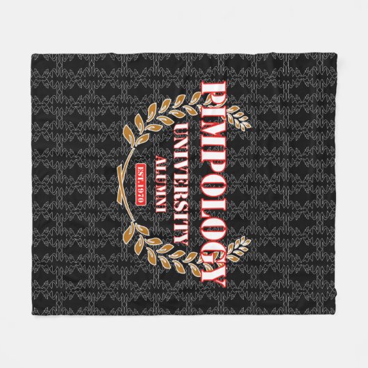 PIMPOLOGY UNIVERSITY ALUMNI 2K21 WHT/RED/GLD FLEECEDECKE (Vorderseite (Horizontal))