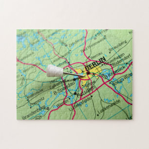 Pin placed on map in Berlin, Germany Puzzle