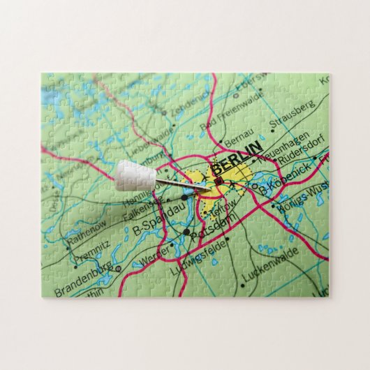 Pin placed on map in Berlin, Germany Puzzle (Horizontal)