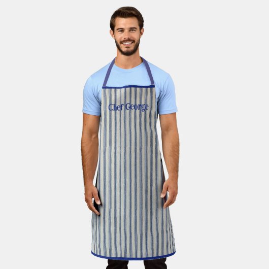 Pin Stripe Apron Name French Style Schürze (Getragen)