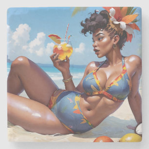 Pin-up am Strand Steinuntersetzer