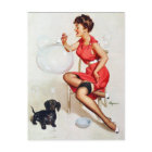 Pin-Up beim Seifenblasen Postkarte
