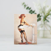 Pin-Up beim Training Postkarte (Stehend Vorderseite)