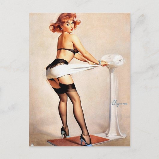 Pin-Up beim Training Postkarte (Vorderseite)