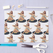 Pin-Up-Girl auf Schallplatte Mehrfach-Tissue-Papie Seidenpapier (Handwerk)