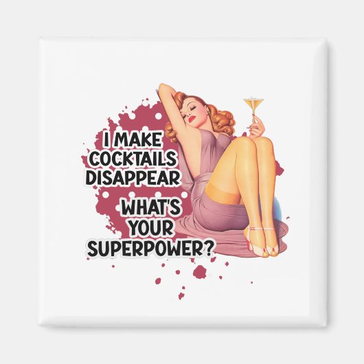 Pin-up Girl Drinking Retro Housewife Humor Magnet (Vorne)