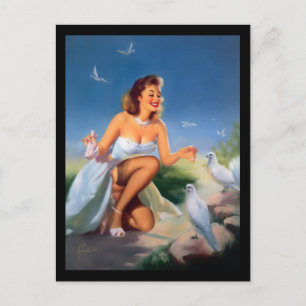 Pin-up-Girl Postkarte aus den 1950er Jahren