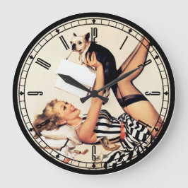 Pin-Up Girl Wall Clock Große Wanduhr