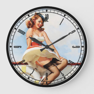 Pin-up-Girl-Wanduhr Große Wanduhr