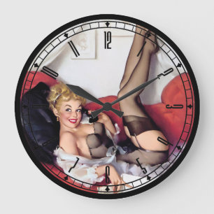 Pin-up-Girl-Wanduhr Große Wanduhr
